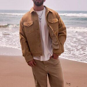 AE x Manuel Turizo Suede Trucker Jacket - Med - NWT